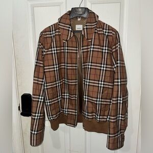 Burberry Checked Zip-Up Harrington Jacket